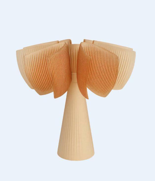 Sculpted wooden petal table lamp